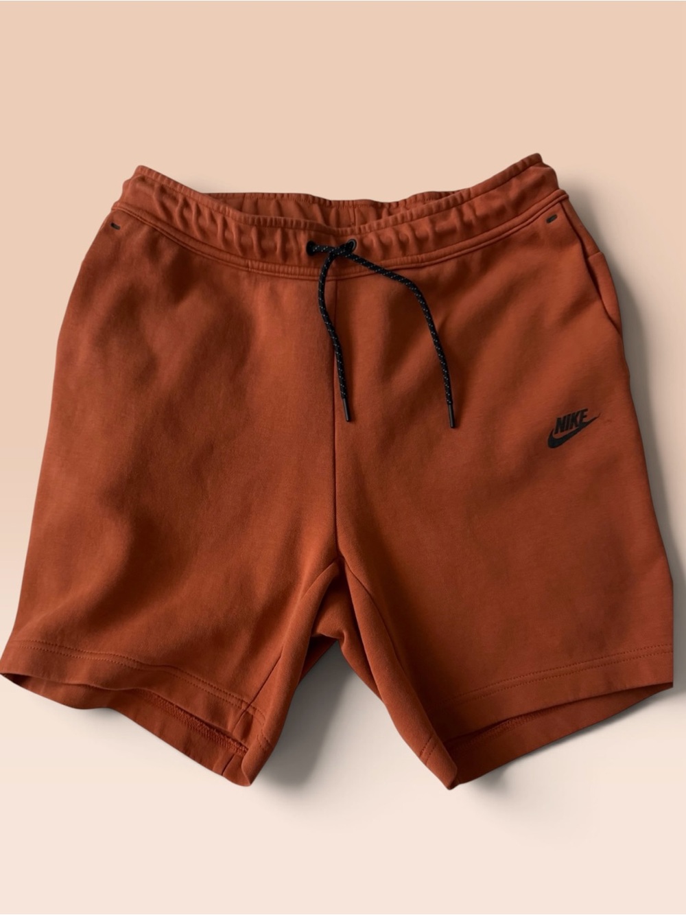 Nike Tech Fleece Shorts Men’s M Burnt Sunrise Black CU4503-825 Zip Pocket